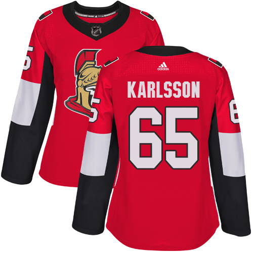 Adidas Ottawa Senators #65 Erik Karlsson Red Home Authentic Women Stitched NHL Jersey